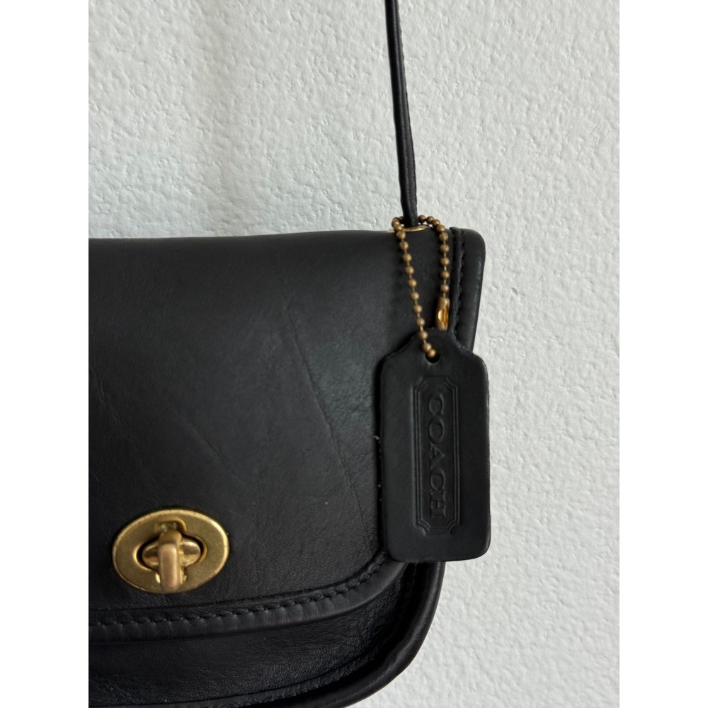 Vintage Coach Everett Bag Black Glovetanned Leather Turnlock Crossbody #9934 USA - Picture 8 of 16